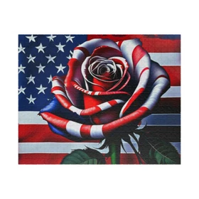 American Flag USA Red White and Blue Painted Rose Jigsaw Puzzle 500 Pieces 20X16