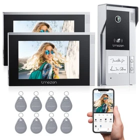 TMEZON 1080P 2.4G WLAN Smart Intercom Video Doorbell Camera 2xTouch Monitor RFID
