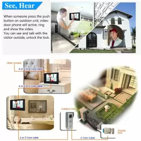 721927700292 AMOCAM Video Intercom Monitor Wired Doorbell Kit #3