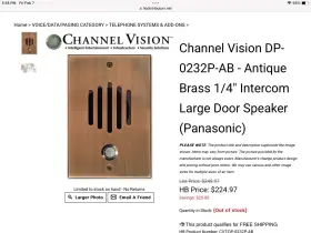 DP-0262P CHANNEL VISION Front Door Intercom