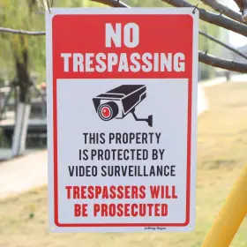 779207171393 JOFFREG Video Trespassing Sign Cctv Security #2