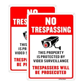 779207171393 JOFFREG Video Trespassing Sign Cctv Security