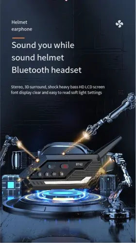 BT62 KUBITE Rider Travel Helmet Bluetooth Headset Intercom #2