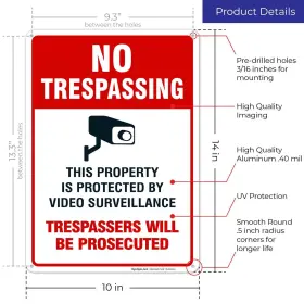 739472128379 SIGO SIGNS Video Trespassing Sign Cctv Security #3