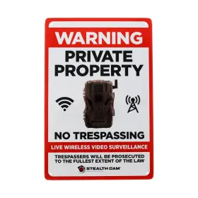 Stc-sign-lwvs STEALTH CAM Attachable Tin Security Alert