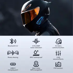 GX10 TURBO-ROOFINDS Bluetooth Intercom Helmet Headset Bt #3