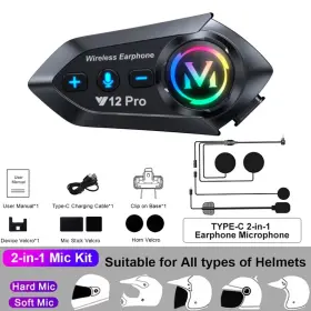 726084784475 VELEV Bluetooth Helmet Intercom Headset