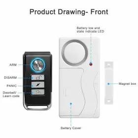 706693542178 WSDCAM Door Alarm Wireless Anti Theft Remote #3