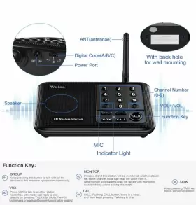 WUL-WIS-2P-BLACK WULOO Wireless Intercoms Office Feet Channel #2