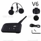 V6 1200m Intercom Bluetooth Motorcycle Helmet Interphone Headset For 6 Riders US