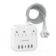 Power Strip with USB C 3 Outlets , 5 USB Ports (25W/5A), 5 ft extension cord ETL