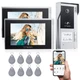 TMEZON 1080P 2.4G WLAN Smart Intercom Video Doorbell Camera 2xTouch Monitor RFID